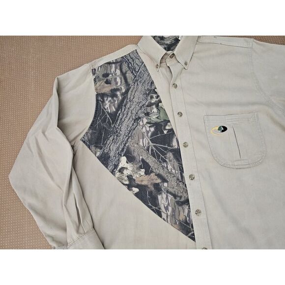 Mossy Oak Button Down Hunting Shirt Beige Men's Size Large Long Sleeve - Picture 2 of 16